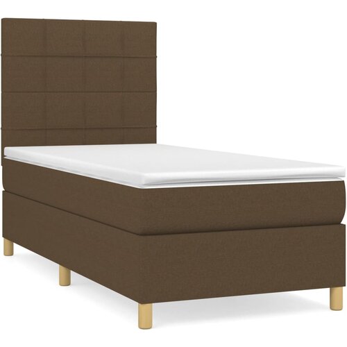 Maison Chic Box spring postelja - Vzmetna postelja z vzmetnico temno rjava 90x200 cm blago SL6722, (21904668) Slike
