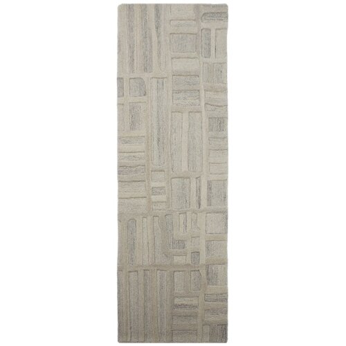 Flair Rugs Sivo-bež ročno tkan volnen tekač 80x300 cm Elva &ndash; Cene