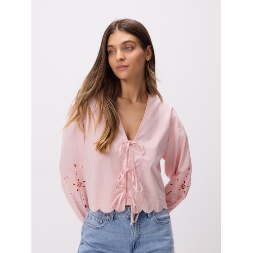 Reserved Bluza na vezanje - boja breskve Slike