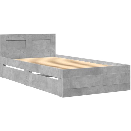 vidaXL posteljni okvir z vzglavjem betonsko siv 90x200 cm inž. les, (21303683) Cene