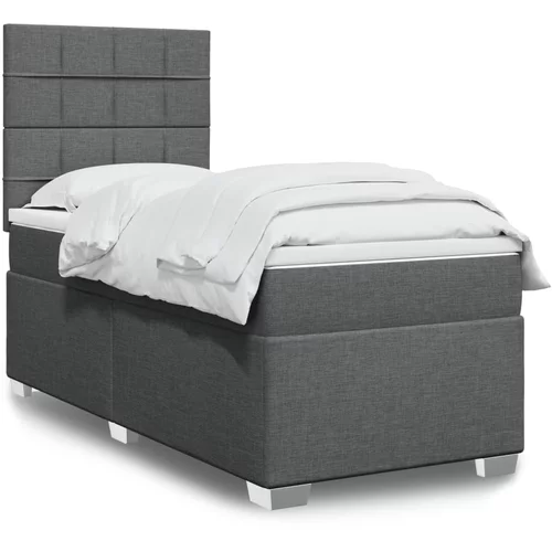 vidaXL Box spring postelja z vzmetnico temno siva 80x200 cm blago