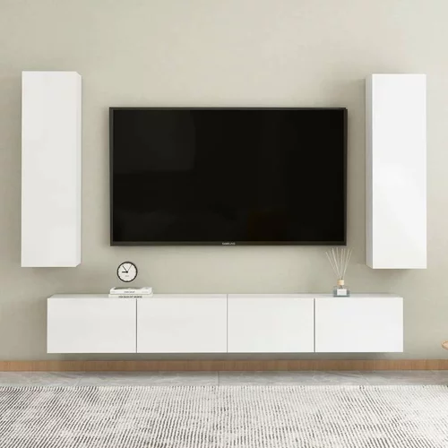  4-dijelni set TV ormarića visoki sjaj bijeli od iverice