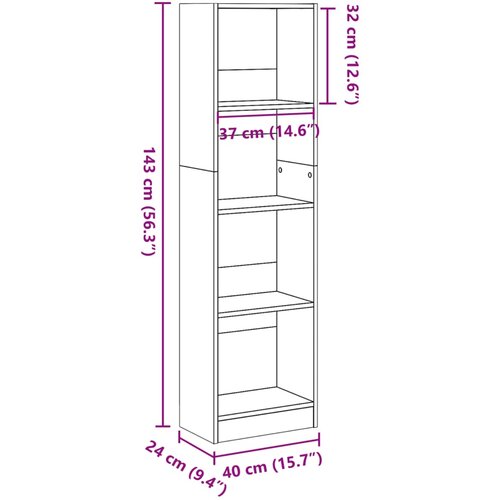  Regal za knjige boja betona 40x24x143 cm konstruirano drvo Slike