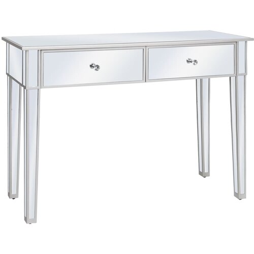 VidaXL Zrcalna konzolna mizica MDF in steklo 106,5x38x76,5 cm Slike
