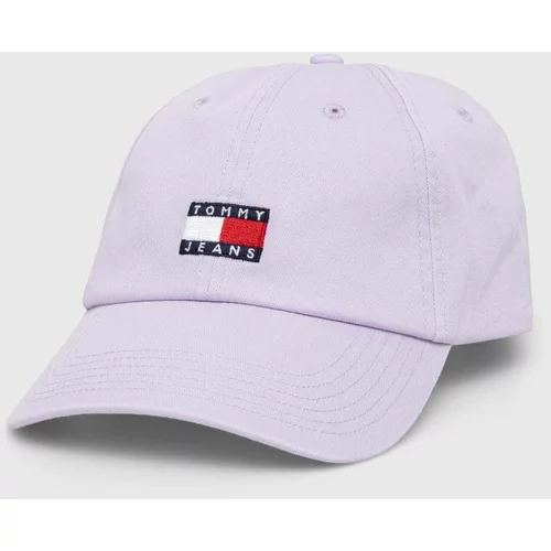 Tommy Jeans Bombažna bejzbolska kapa vijolična barva