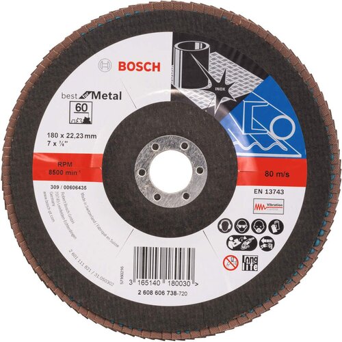 Bosch lamelni brusni disk X571, best for metal prečnik 180 mm; granulacija 60, kolenasti - 2608606738 Slike