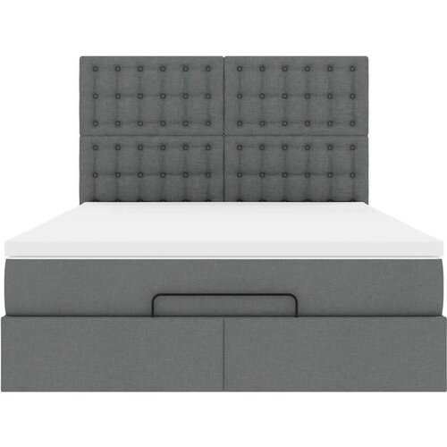 VidaXL otomanski okvir kreveta s madraca tamnosivi 140x200cm tkanine Slike