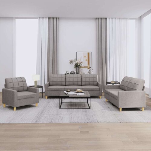  3-dijelni set sofa s jastucima smeđesivi od tkanine Cijene