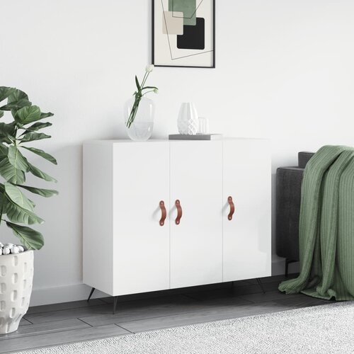  Komoda sjajna bijela 90x34x80 cm od konstruiranog drva Slike