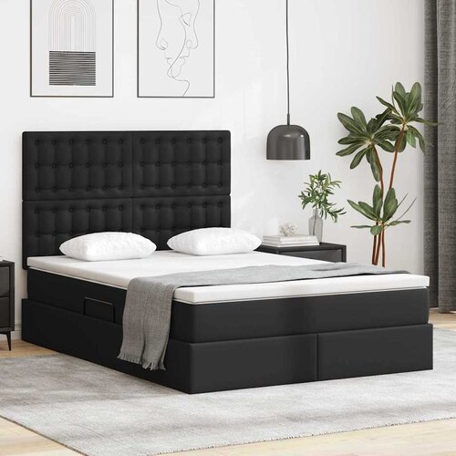 Krevet s prostorom za pohranu s LED-om Crna 140 x 190 cm Cene