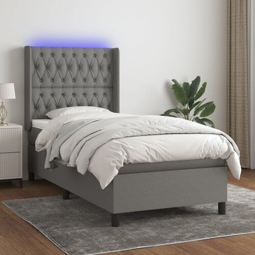 The Living Store Box spring postelja z vzmetnico LED temno siva 90x190 cm blago - Box Spring Postelja, (21516556) Slike