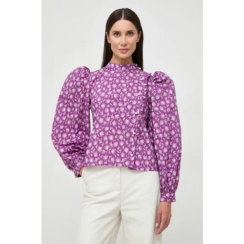 Custommade Bombažna srajca ženska, vijolična barva