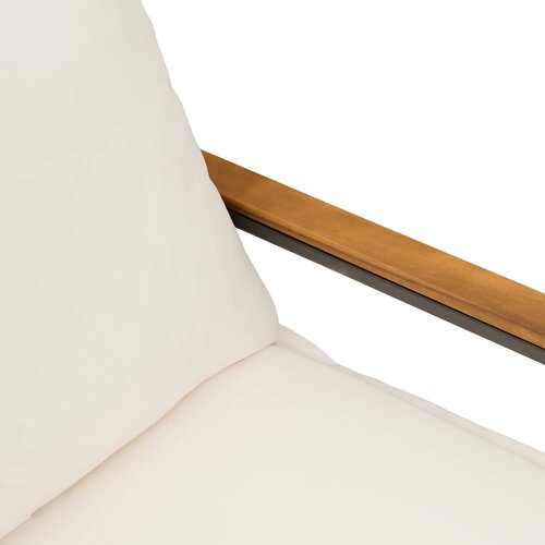  Klupa s jastukom Crna i krem-bijela 115 x 65 x 72 cm Ratan Slike