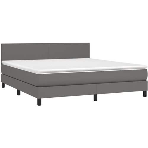  box spring s madracem LED sivi 180x200cm od umjetne kože Slike