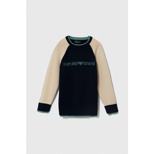 Emporio Armani Dječji pamučni pulover boja: tamno plava, lagani