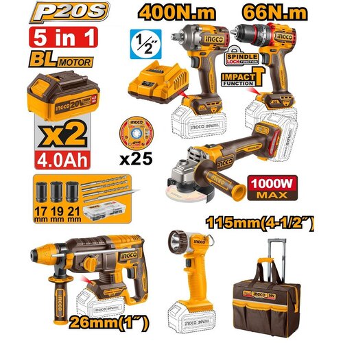 Ingco Akumulatorski set alata CKLI2059E 20V 2×4/0Ah SUPER Cene