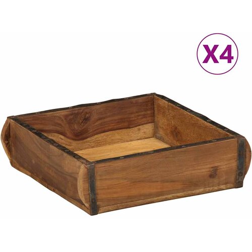  Pladanj 4 pcs Smeđa 29 x 31 x 10 cm Čvrsto drvo iz reciklaže Slike