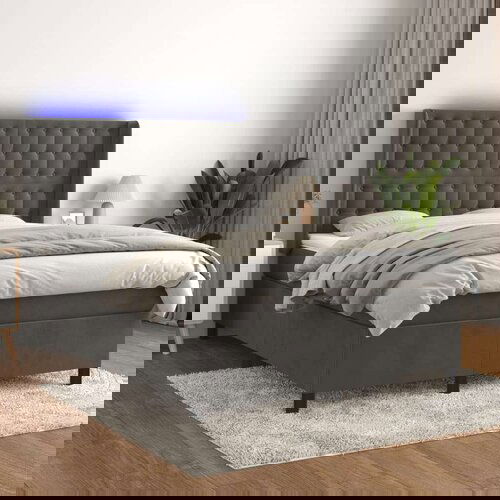  Box spring s madracem LED tamnosivi 140x190 cm bar&amp;scaron;un Slike