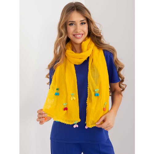 Fashion Hunters Yellow long women's scarf with appliqués Slike