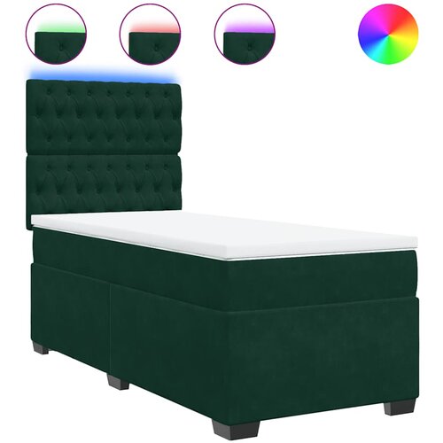 Box spring krevet s madracem tamnozeleni 90x190 cm bar&amp;scaron;unasti Slike