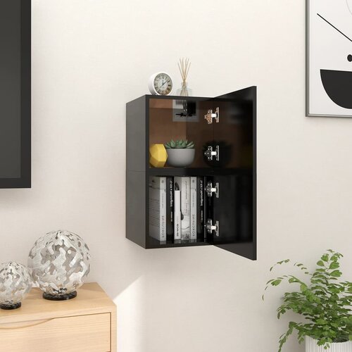 VidaXL Zidni TV ormarići 2 kom crni 30,5 x 30 x 30 cm Slike