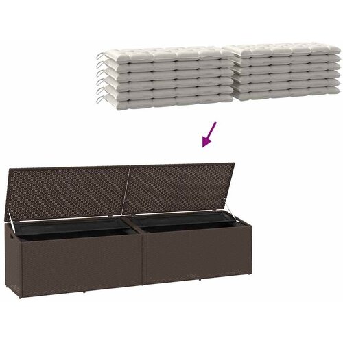  Vrtna kutija za pohranu smeđa 220x50x58 cm poli ratan - Smeđa 220 x 50 x 58 cm Slike