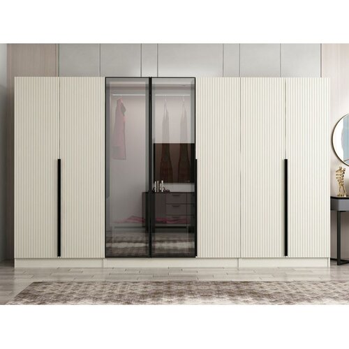 Hanah home ormar sa reflektujućim staklom Nisa 20622, 315 cm, peščar Cene