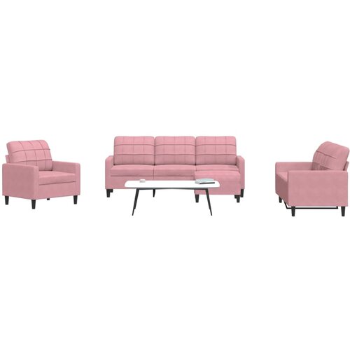  4-dijelni set sofa s jastucima ružičasti baršunasti Cene