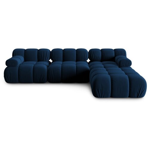 Micadoni Home modra žametna kotna sedežna garnitura (desni kot) bellis &amp;ndash; Slike