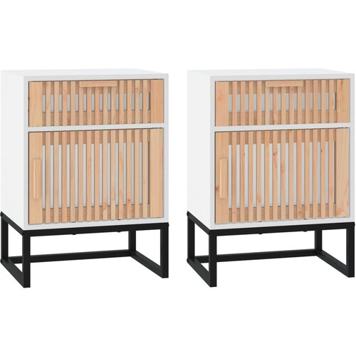 Maison Chic Dvo delni komplet Nočne omarice - Nočne mize bela 40x30x55,5cm inženirski les in železo, (21690213) Cene