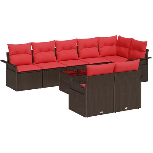 vidaXL Vrtna sedežna garnitura z blazino 9 pcs Rjava poli ratan, (5000144531) Cene