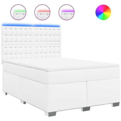 vidaXL Box spring postelja z vzmetnico bel 140x200 cm umetno usnje, (21309737) Cene
