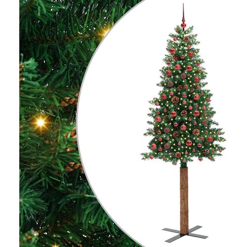 vidaXL Ožja jelka med 300 LED Zelena 210 cm PVC in trden bor Cene