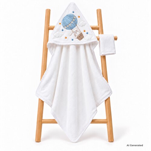BABYLINE Ručnik pamuk Zeko u balonu 85x85 cm, plavi Slike