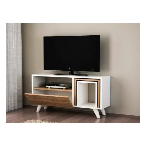 HANAH HOME Novella K2 - White, Walnut TV omarica, (20781537)