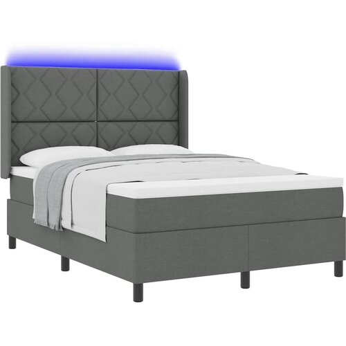  LED Box Spring Krevet Tamno siva 140 x 190 cm tkanina Slike
