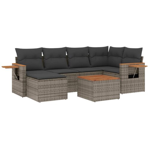  7-dijelni set vrtnih sofa sivi od poliratana Slike
