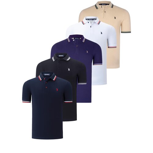 Dewberry FIVE-SET T8594 MENS T-SHIRT-BLACK-WHITE-NAVY-BLUE-PURPLE-BEIGE Slike