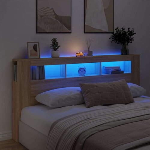 VidaXL LED uzglavlje boja hrasta sonome 200x18 5x103 5 cm Slike