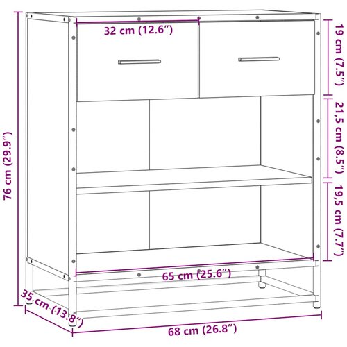  Komoda boja hrasta 68x35x76 cm konstruirano drvo Slike