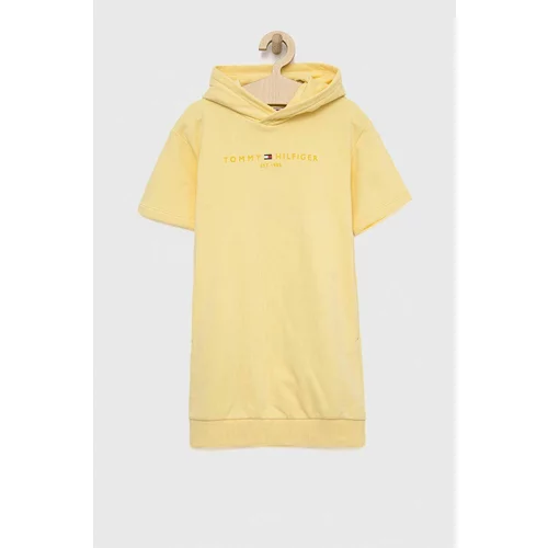 Tommy Hilfiger Dječja haljina boja: žuta, mini, ravna