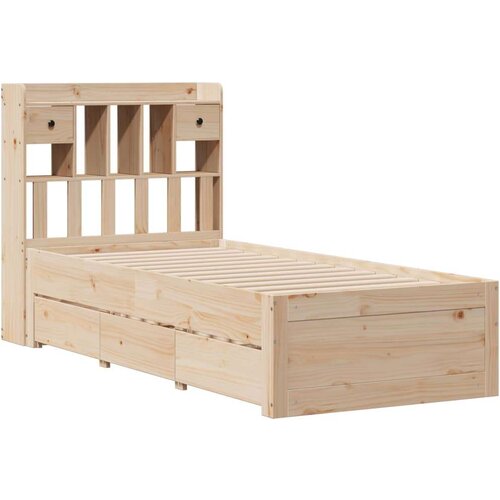 VidaXL Krevet s regalom za knjige bez madraca 75x190 cm borovina Slike