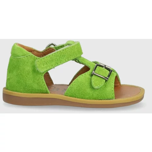 Pom d'Api Otroški usnjeni sandali Reebok Classic zelena barva