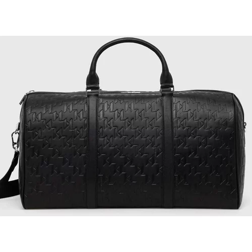 Karl Lagerfeld Usnjena torba črna barva