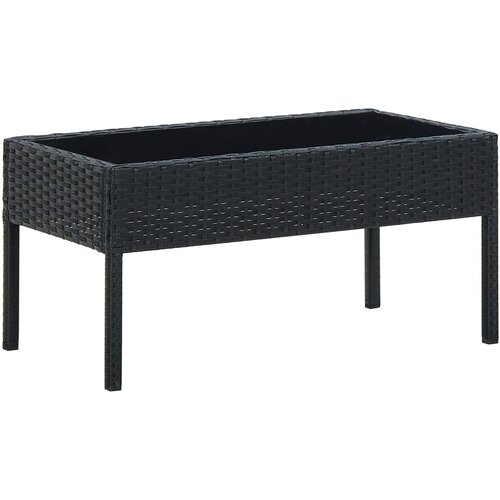 The Living Store Vrtna miza črna 75x40x37 cm poli ratan - Vrtna Miza, (21475134) Cene
