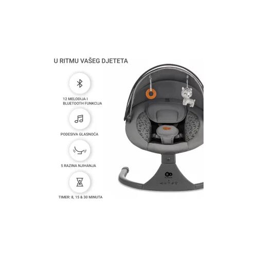Kinderkraft Električna gugalnica LUMI 2, Dark Grey Slike