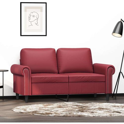 VidaXL Dvosjed od tkanine crvena boja vina 120 cm od umjetne kože Slike