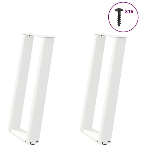Maison Chic konzolna miza - miza ob steni noge U-oblike 2 kosa bela 38x(72-73) cm jeklo, (21786041) Slike