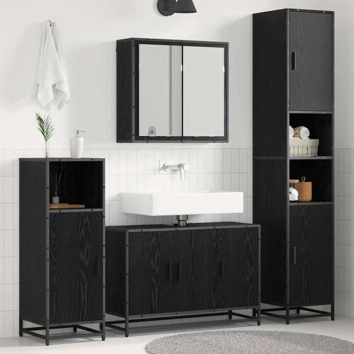 VidaXL set namje&amp;scaron;taja za kupaonicu 3 pcs crni hrast 90 x 33 x 60 cm Slike