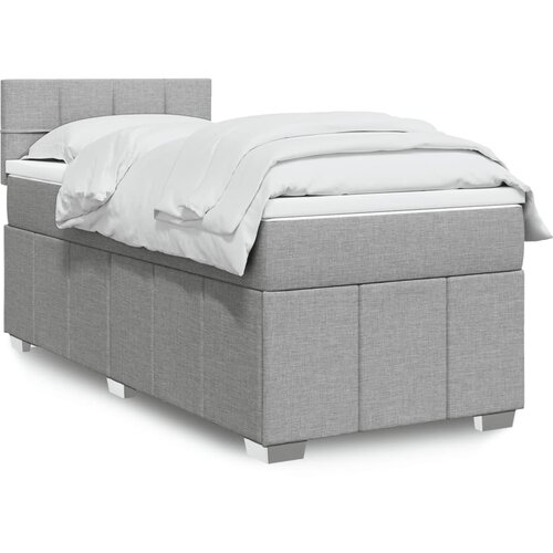 vidaXL Box spring postelja z vzmetnico svetlo siva 90x200 cm blago Cene